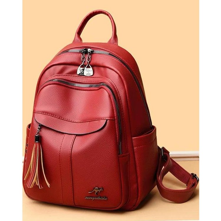 Mochila Feminina Média De Qualidade De Costas Em Couro Sintético cangurus S3002 LING
