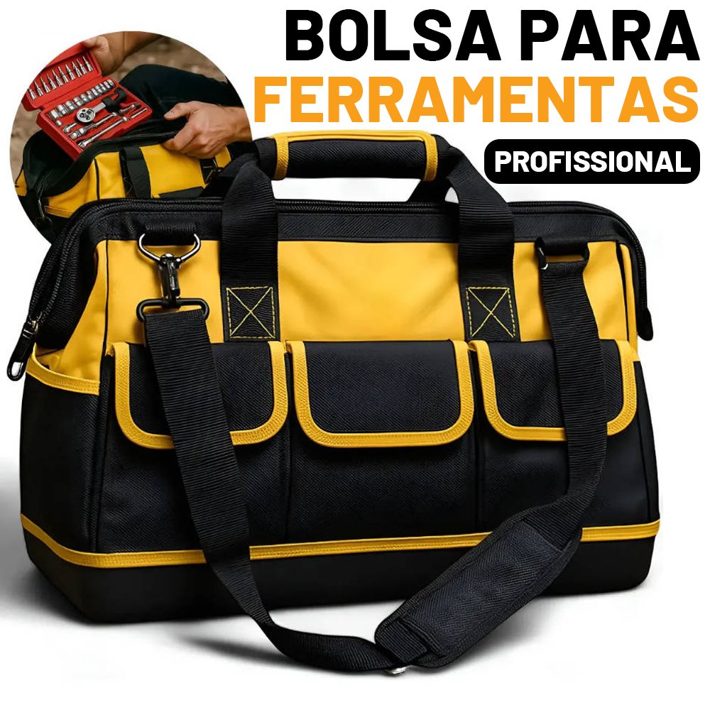 Bolsa de Ferramentas Base Reforçada Com Alça de Ombro Multifuncional