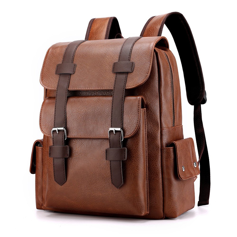 Mochila Masculina Grande Capacidade para Computador - Couro PU, Viagem e Lazer, Confortável,Remessa do Brasil
