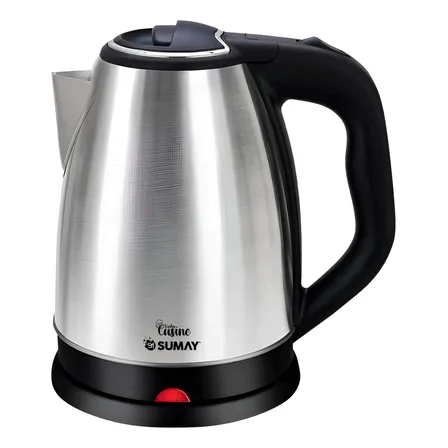 Chaleira Jarra Elétrica Bule 1,8 Litros Aço Escovado 1000w Sumay Cusine Prateado 127v