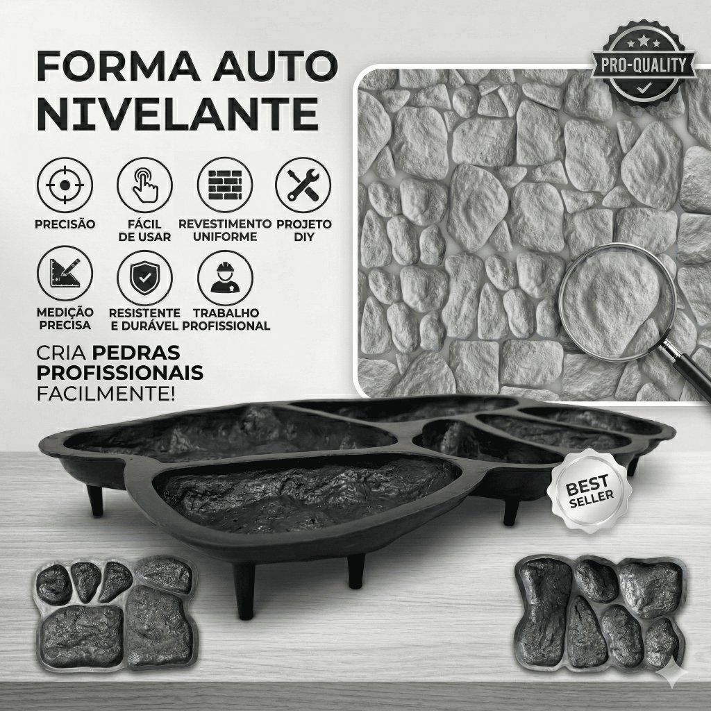 Kit De Molde Pedra Moledo Formas 3D Gesso e Cimento Pedras Concreto Decoração Parede Revestimento Rústico Forma