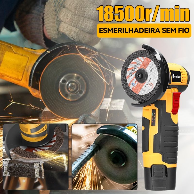 Esmerilhadeira Sem Fio  12V -  Kit Completo Lixadeira Serra Mármore, Portátil para Metal, Madeira, Mármore