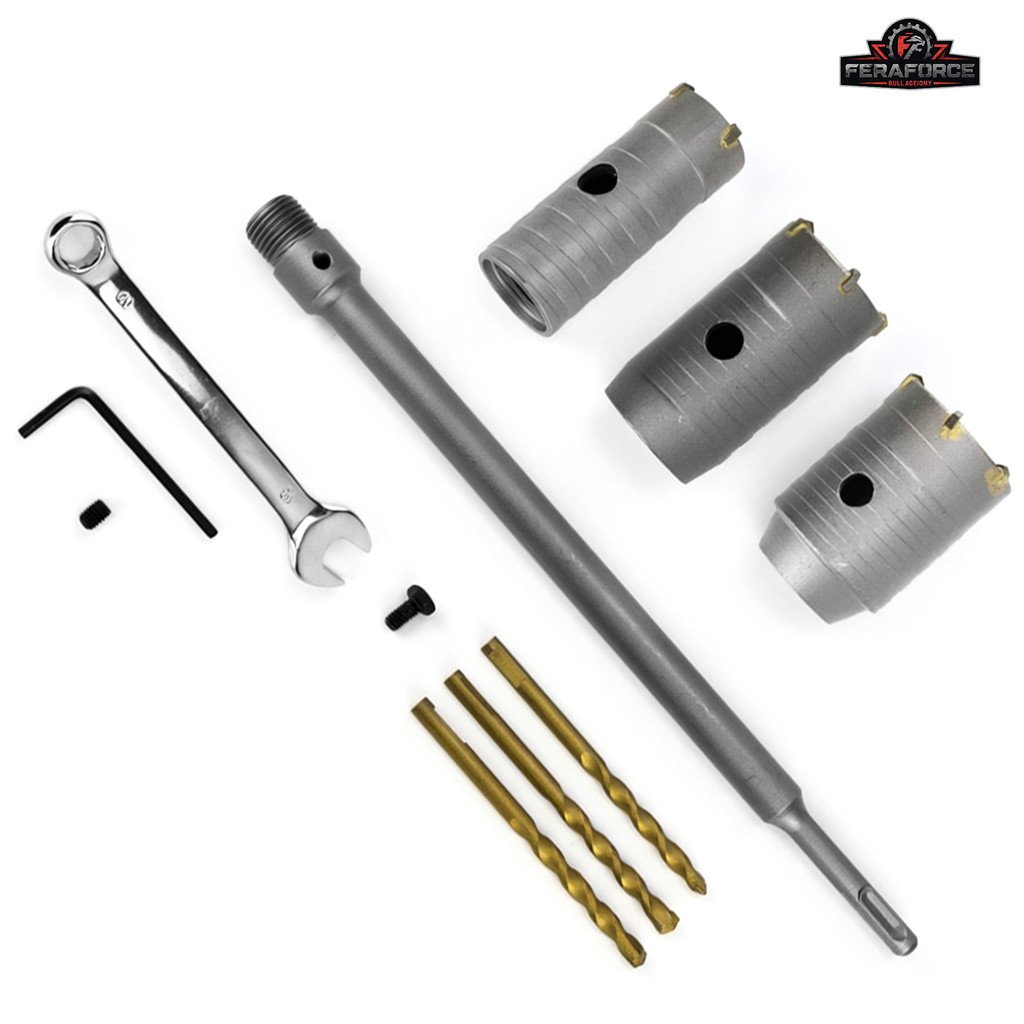 Kit Serra Copo SDS Plus 30 40 50 MM Alta Resistência para Concreto e Alvenaria Furadeira e Martelete