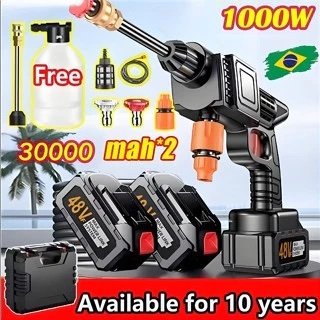 Lavadora de Alta Pressão Sem Fio Portátil Recarregável Carros e Jardins Pistola Lavajato Residêncial Bivolt
