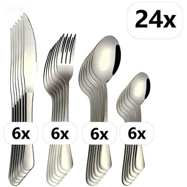 24 Peças Jogo De Faca Garfo Colher De Mesa Usado Em Restaurantes E Cozinhas Promoção