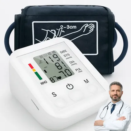 Aparelho Medidor De Pressão Arterial Digital Automático De Braço Monitor Inteligente Com Tela Lcd Grande, Detecção De Arritmia, Memória Para Leituras E Operação Simples Branco
