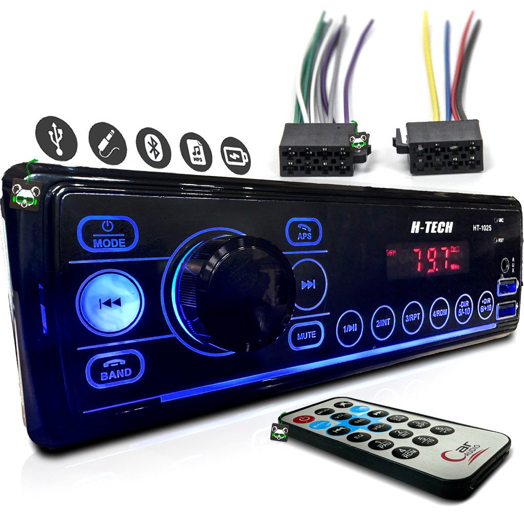 Rádio Som Automotivo Mp3 Player 1 Din Bluetooth 2 USB Aux Pen Drive Cartão SD FM Rádio Som Universal