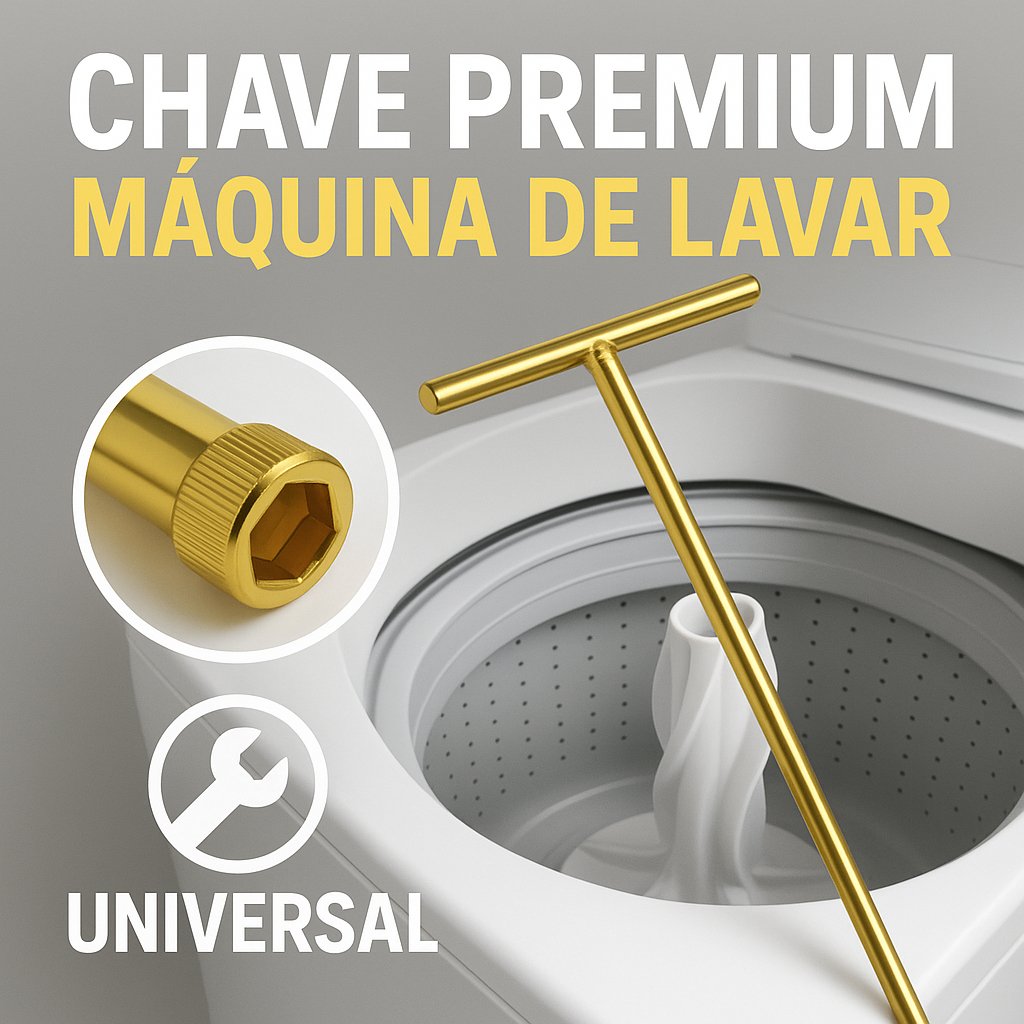Chave T Longa 10mm + Pastilha para Abrir Agitador de Máquina de Lavar – Uso Universal