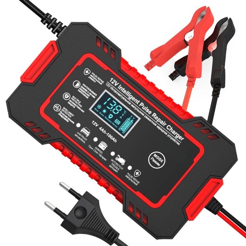 Carregador de Bateria de Carro Inteligente 12V Display Digital Automático Reparo de Pulso de Energia - Envie Agora