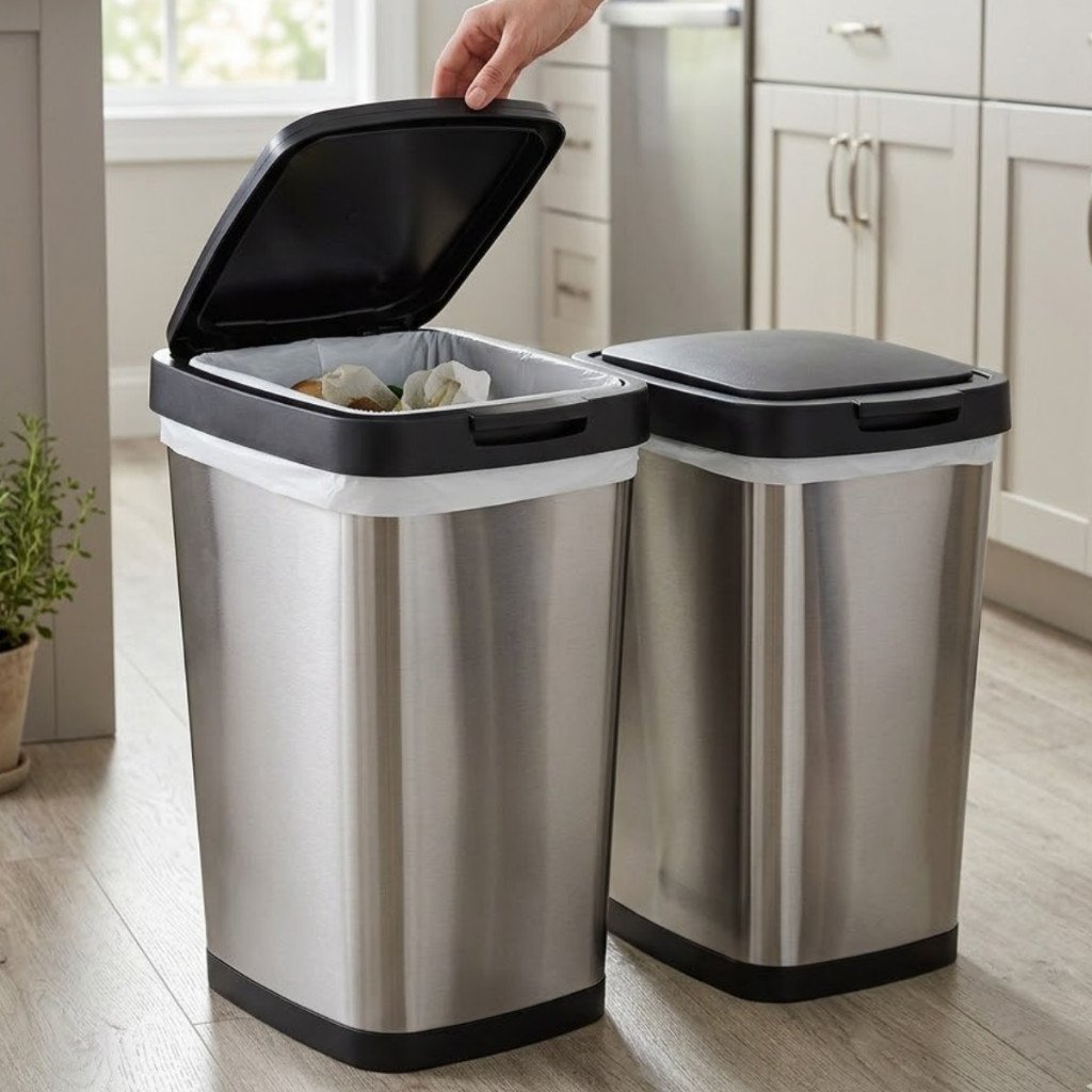Jogo 1 Ou 2 Lixeiras Inox 9L Tampa Click Moderna Compacta Cozinha Banheiro Premium Fácil Limpeza