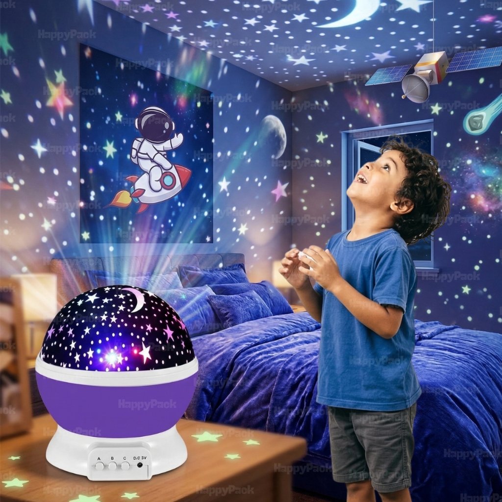Luminária Projetor Abajur Infantil Estrelado lua Estrela 360º Galaxy Star Master Projetor De Estrela