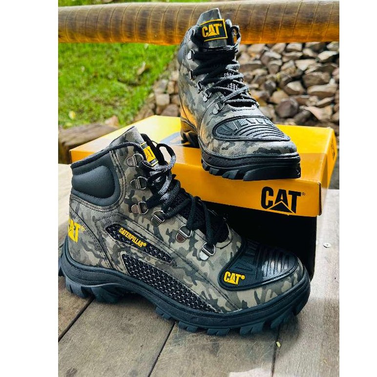 Bota Coturno Caterpillar Alaska Militar Couro Masculino Palmilha de Gel