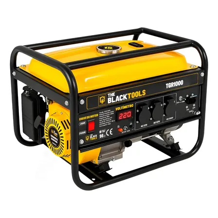 Gerador De Energia 3,75kva 3000w 4 Tempos Gasolina 196cc Monofásico Com Tecnologia Avr 127/220v Tgr1000 The Black Tools