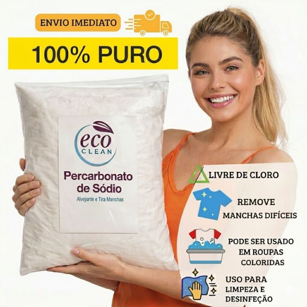 Percarbonato de Sódio Limpeza Em Geral Tira Manchas Roupas Brancas Desengordurante e Branqueador