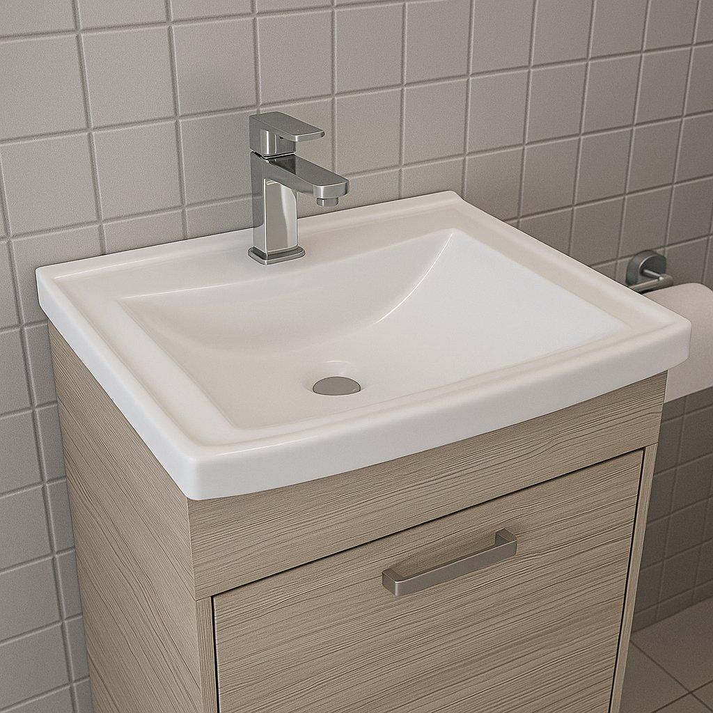 Lavatório Pia Para Banheiro 45x32 Em Mármore Sintético