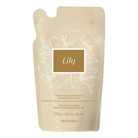 Refil Creme Acetinado Hidratante Corporal Para Pele Lily 250g Bouquet Floral