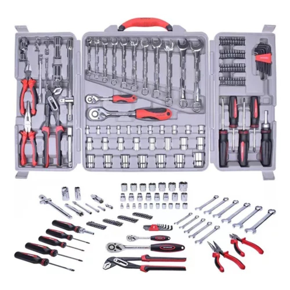 Jogo Ferramentas Kit Com 110 Peças E Maleta Plastica Worker