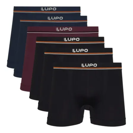 Kit 6 Cuecas Lupo Boxer Poliamida Sem Costura Box Masculina