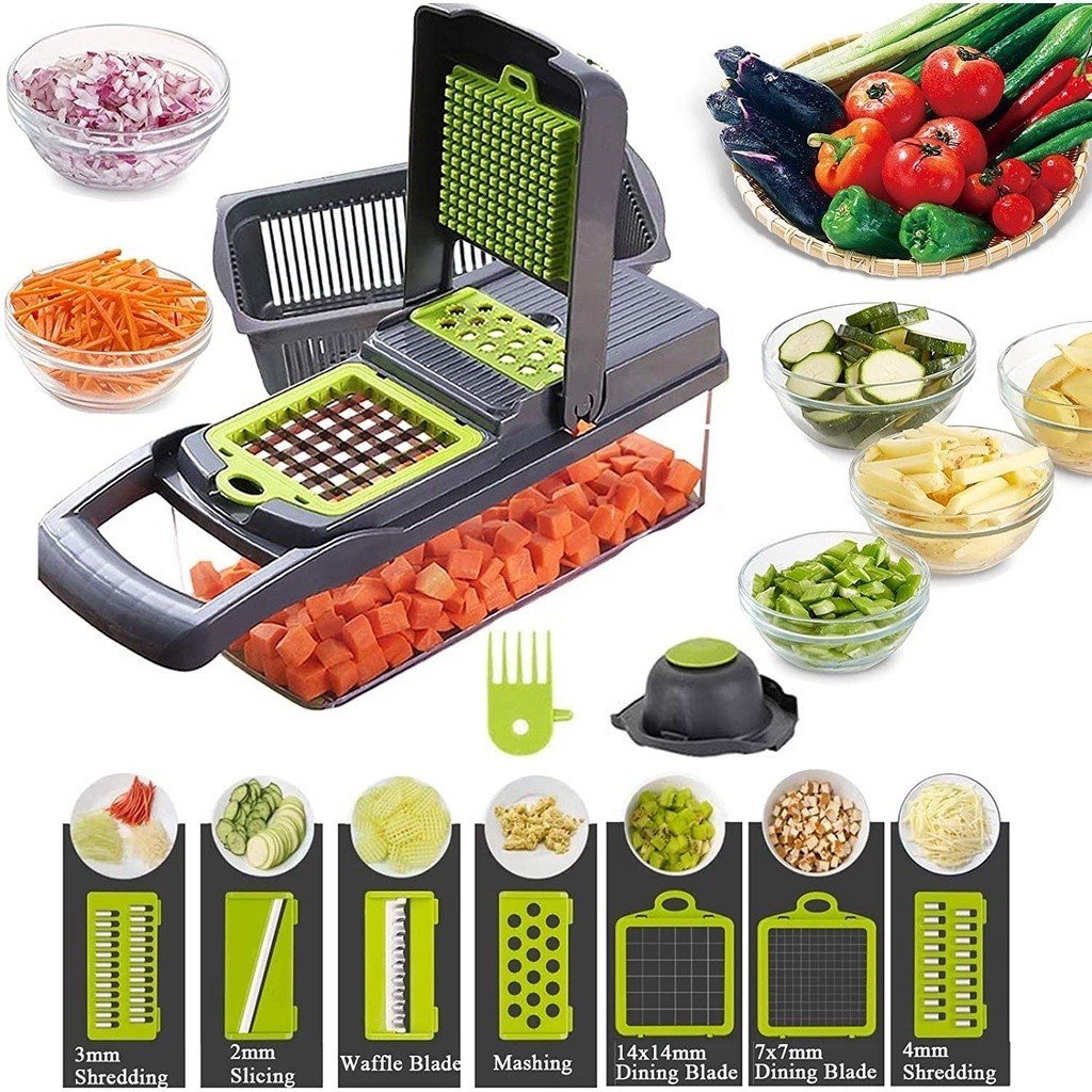 Fatiador De Legumes Aço Inox 16 em 1 Fatiador Cortador Ralador De Legumes Verduras Frutas Alimentos