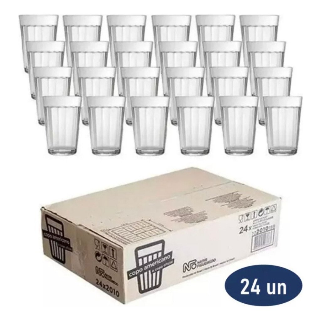 Kit 6/12/24 Copos Americanos 190ml Vidro Nadir Original Bar Cerveja Café