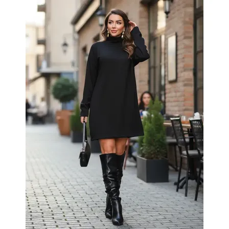 Vestido Mini Vest Inverno Lãzinha Gola Alta Manga Longa