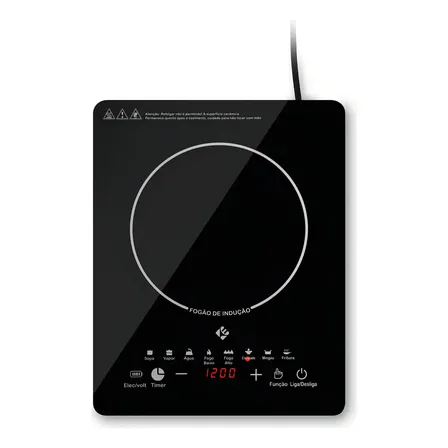 Cooktop De Indução 1 Boca Preto Com Trava De Segurança Painel Touch Screen 127v