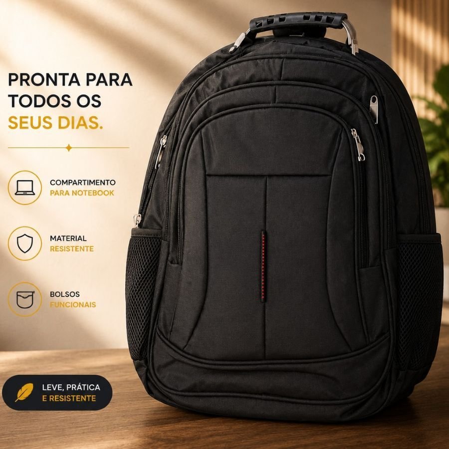 Mochila Unissex Grande Impermeável para Notebook Masculina Feminina Alta Capacidade Reforçada