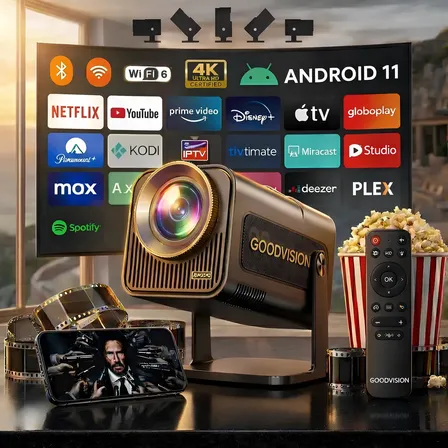 Projetor Grande Portátil Smart Wifi Good Vision 4k 1080p 390 Ansi Full Ultra Hd 10.000 Lumens Bluetooth Hy320-1080p Usb Hdmi Android Cinema Cor Preto 127/220v