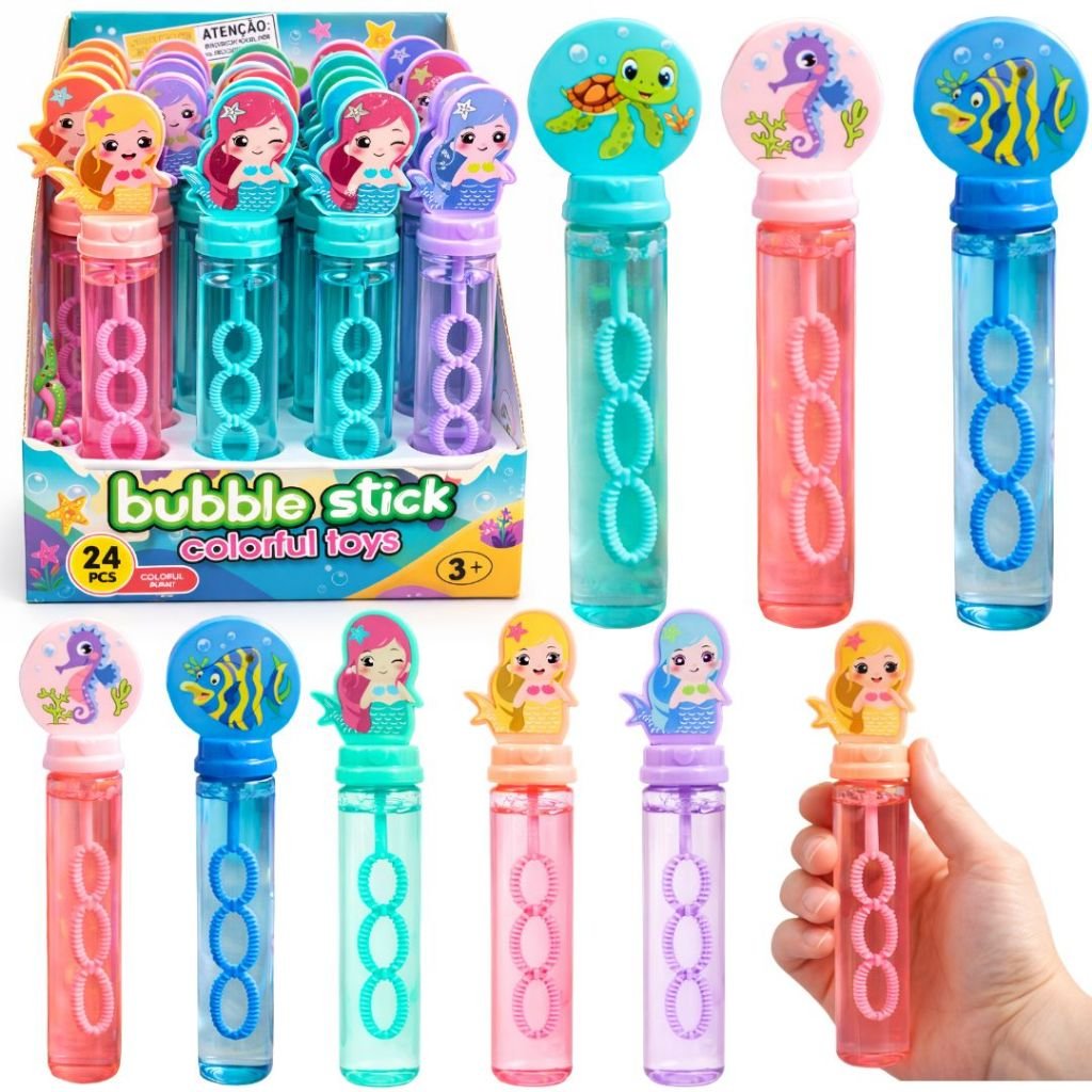 Kit 24 Bolhas Sabão Bolinha Brinquedo Lembrancinha Sereia Fundo Do Mar Festa Aniversário infantil
