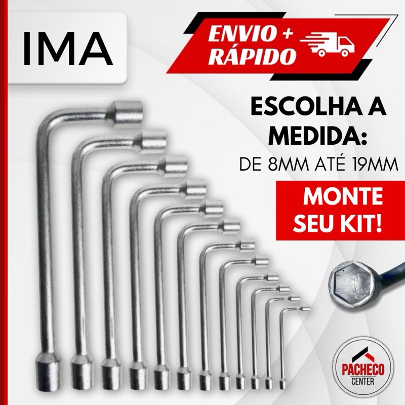Chave Biela L 8MM até 19MM Aço Carbono Unidade ou kit Escolha e Monte o seu Kit - IMÃ