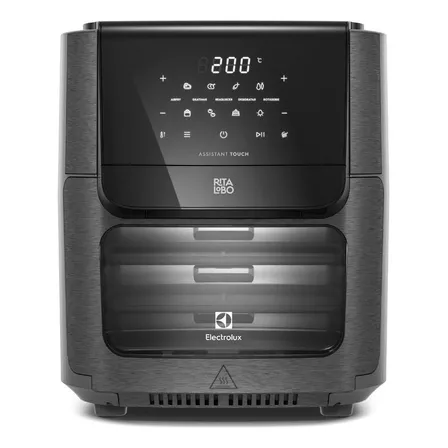 Air Fryer Forno 5 Em 1 12l 1700w digital Espeto Giratório 2 Bandejas Antiaderentes 10 Funções 7 Receitas Aviso Sonoro Fritadeira Elétrica Sem Óleo Forno Bancada Electrolux Eaf90 Grafite 127v