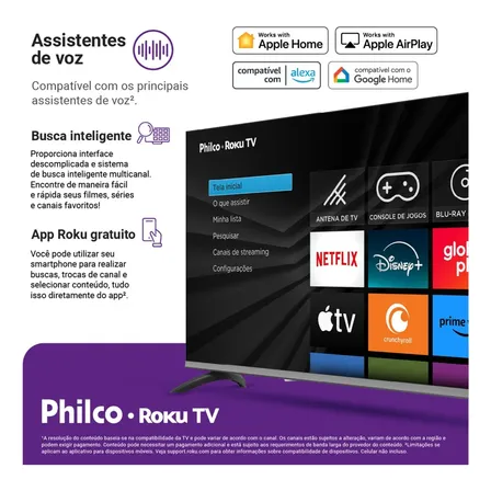 Smart Tv 40  Philco Roku Tv Hdr10 Dolby Áudio P40cra