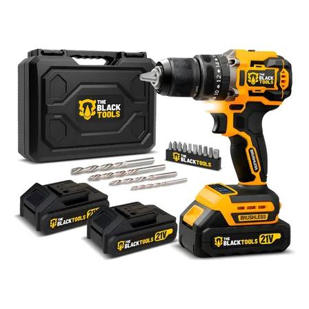 Parafusadeira Furadeira Impacto The Black Tools C/2 Baterias Amarelo E Preto 60hz 127/220v
