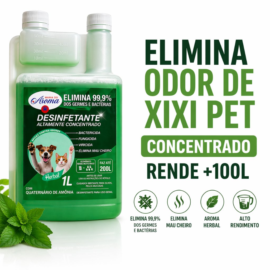 DESINFETANTE HERBAL PET CONCENTRADO 1L ELIMINA ODOR XIXI BACTERICIDA