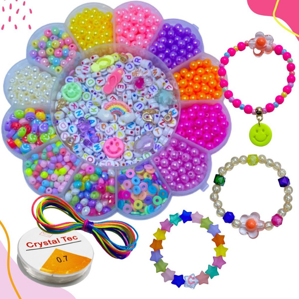 Maleta Kit Infantil Kit Miçangas Para Fazer Colares, Pulseiras Miçanga Bijuteria