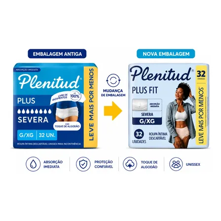 Fralda Geriátrica Plenitud Protect Plus P/m E G/xg 32un