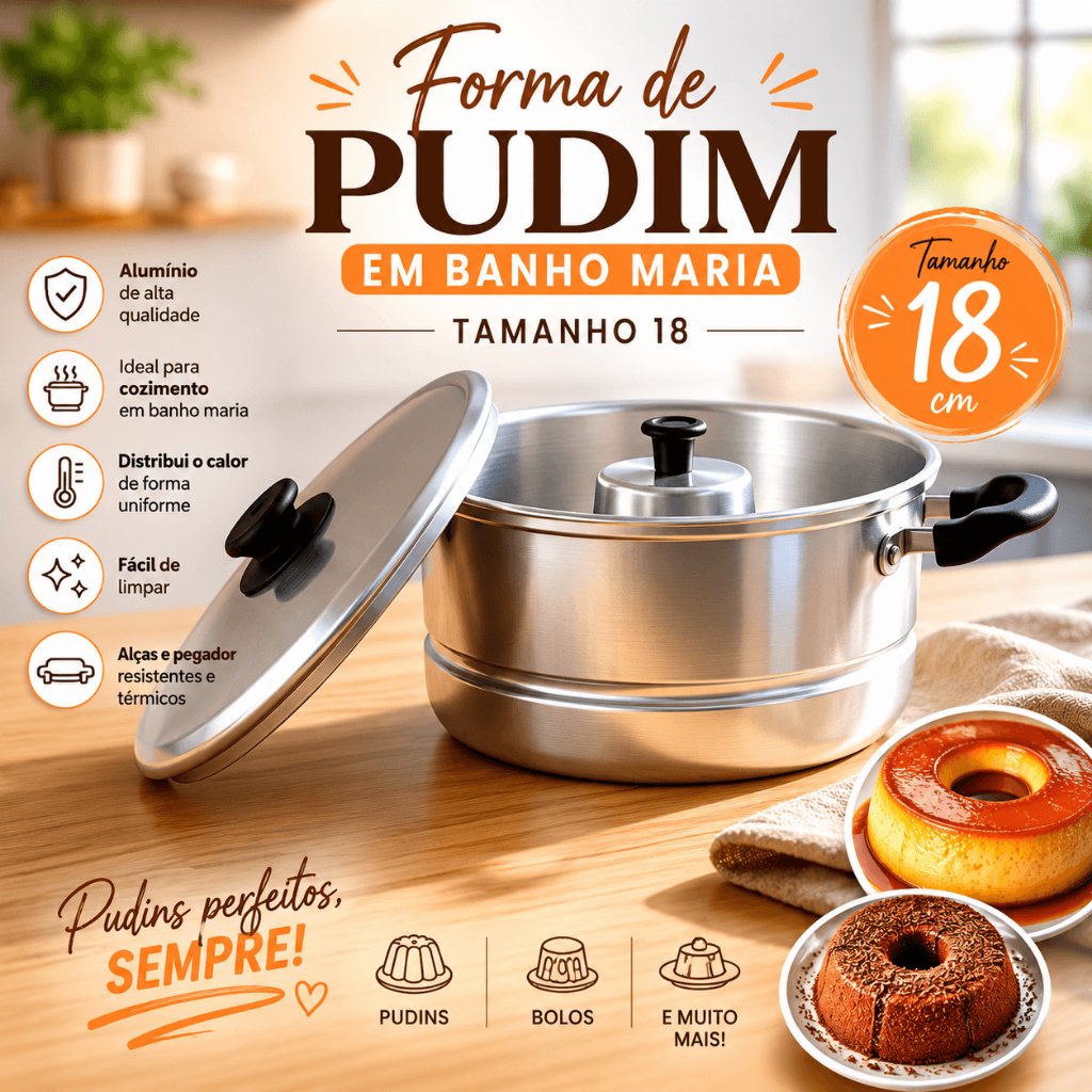 forma pudim banho maria n 18 panela 2 em 1