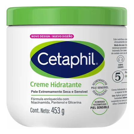 Creme Corporal Hidratante Cetaphil 453 G | Pele Sensível, Seca A Muito Seca | Hidratação De 48 Horas | Niacinamida E Pantenol (provitamina B5) Neutra