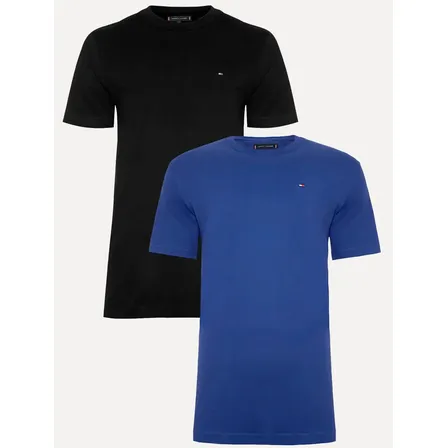 Kit Camisetas Tommy Hilfiger Preta/azul Royal 2un - Original
