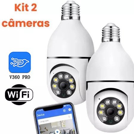 Câmera segurança wifi ip sem fio 360 encaixe Lâmpada Infravermelho sem fio ptz full HD G4