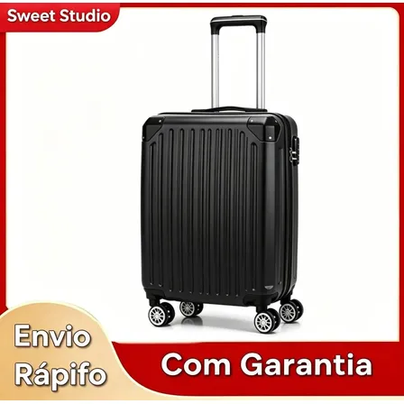 Mala De Bordo Rígida Sweet Studio Em Abs Com Rodas 360° Para Viagem Preto Mala 2075