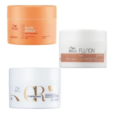 Kit Wella Máscaras: Fusion, Oil Reflections, Invigo Enrich