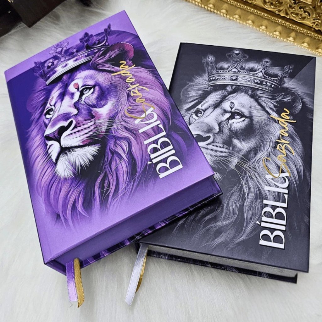 Kit 2 Bíblias Sagradas Feminina Masculina Harpa Cristã Letras MÉDIAS Personalizada Vermelho Roxa Fé