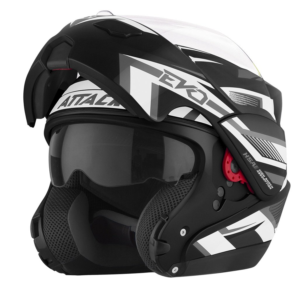 Capacete Escamoteavel Pro Tork Attack Evo Brilhante Fechado Viseira Interna Fumê Articulado
