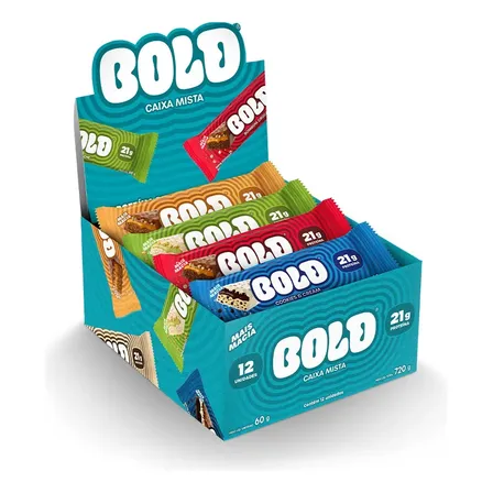 Bold Barra De Proteína 60g Caixa Mista 12 Un 21g De Proteína Sabores Variados Misto