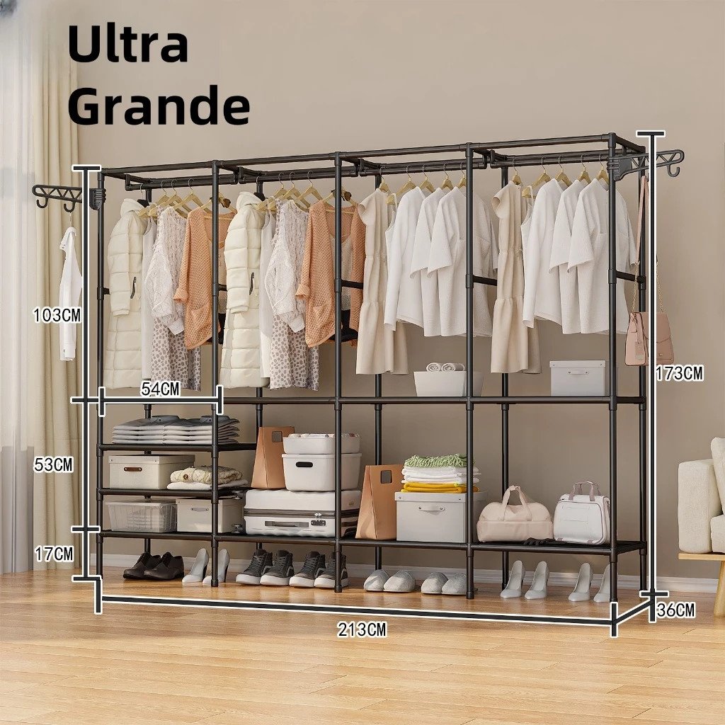 Arara Dupla/Tripla/Quádruplo Organizadora de Roupas Conceito Aberto Guarda-Roupa Moderno
