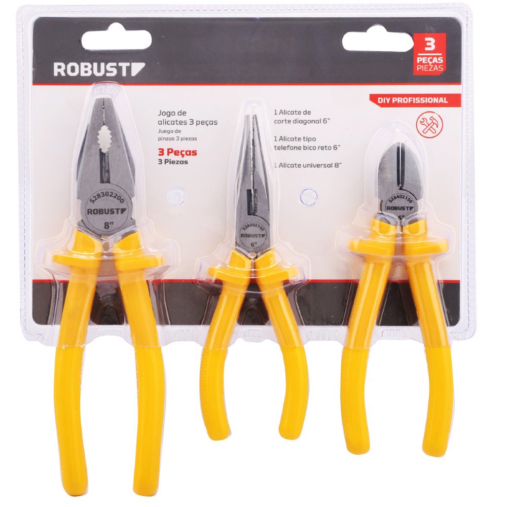 Kit Alicates Universal Corte E Bico Gedore Robust 3 Peças
