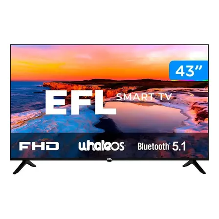 Smart TV 43" LED, Full HD, Ultrafina, Sem bordas, 3 HDMI 2 USB, Controle remoto multifuncional, Wifi, Bluetooth - EFL 43SX800FD