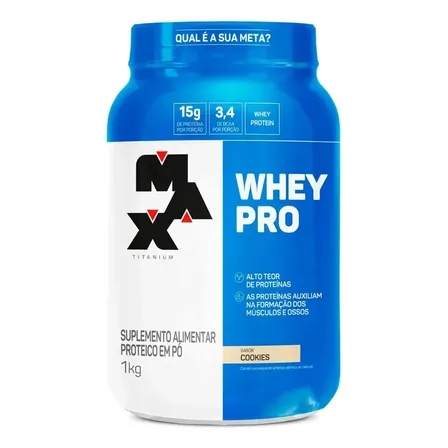 Suplemento Em Pó Whey Pro Max Titanium 1kg Sabor Cookies Cookies