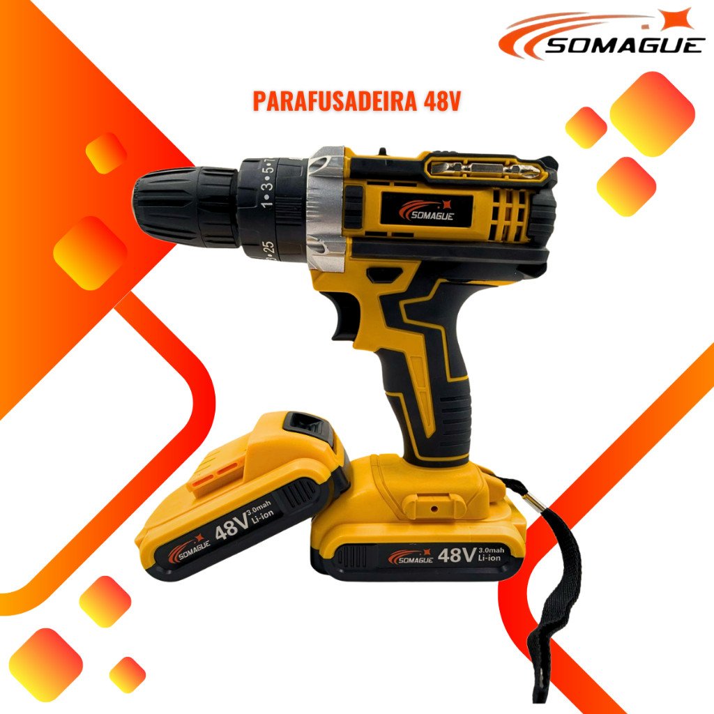 Parafusadeira furadeira 48v Com gancho e 2 bateria